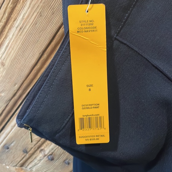 NWT, Tory, Burch size 8 navy blue wool blend Gerald Pants - Picture 8 of 9